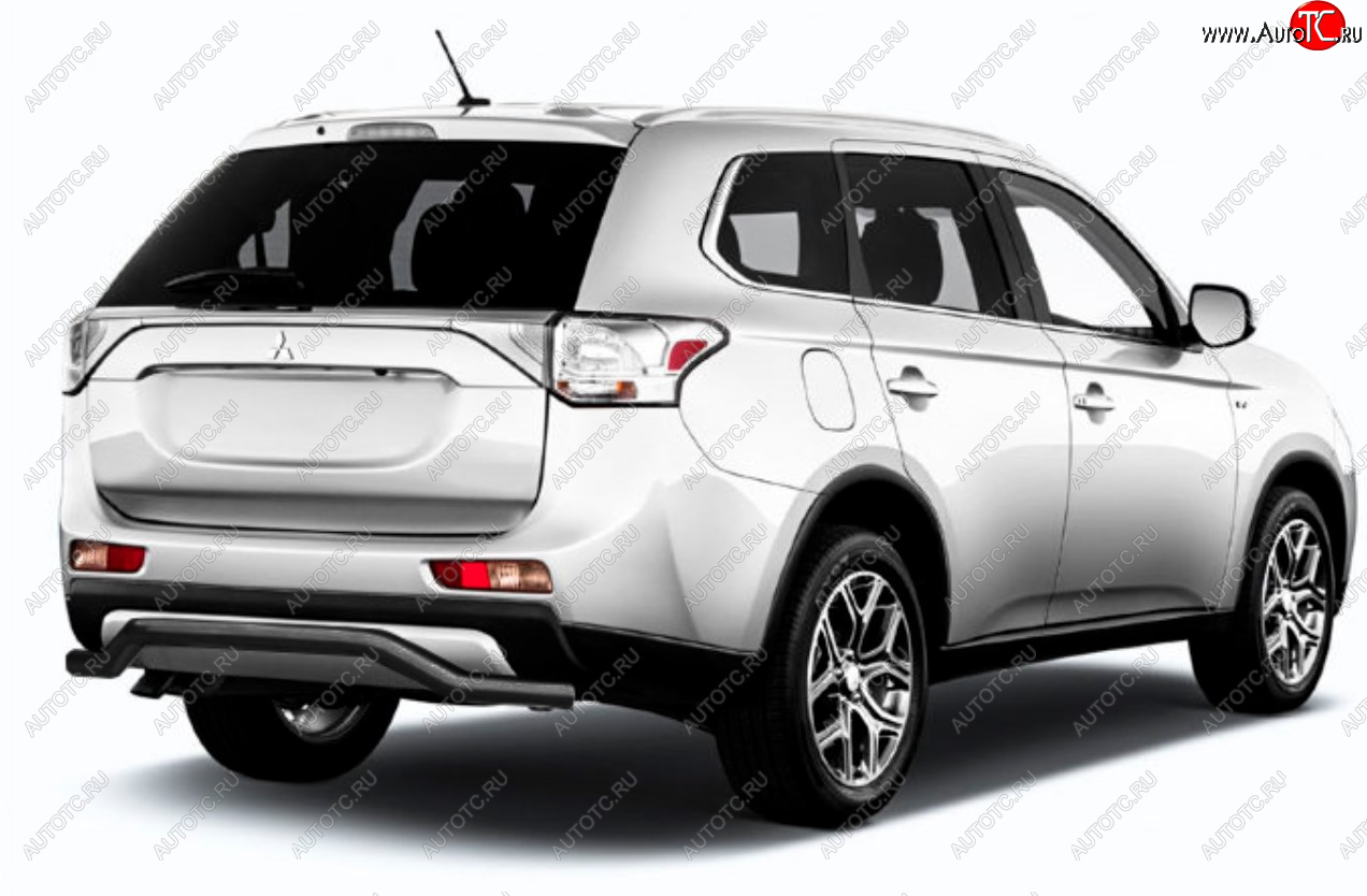 9 199 р. Защита заднего бампера Slitkoff (Ø 57, волна)  Mitsubishi Outlander  GF (2014-2016) 1-ый рестайлинг (Сталь с полимерным покрытием. Цвет: черный)  с доставкой в г. Горно‑Алтайск