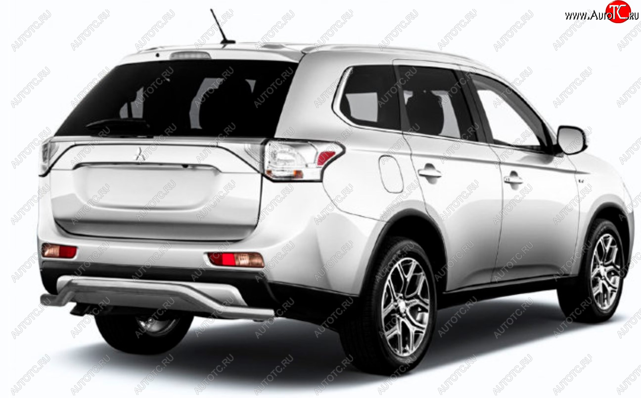 8 349 р. Защита заднего бампера Slitkoff (Ø 57, волна)  Mitsubishi Outlander  GF (2014-2016) 1-ый рестайлинг (Сталь с полимерным покрытием. Цвет: серебристый)  с доставкой в г. Горно‑Алтайск