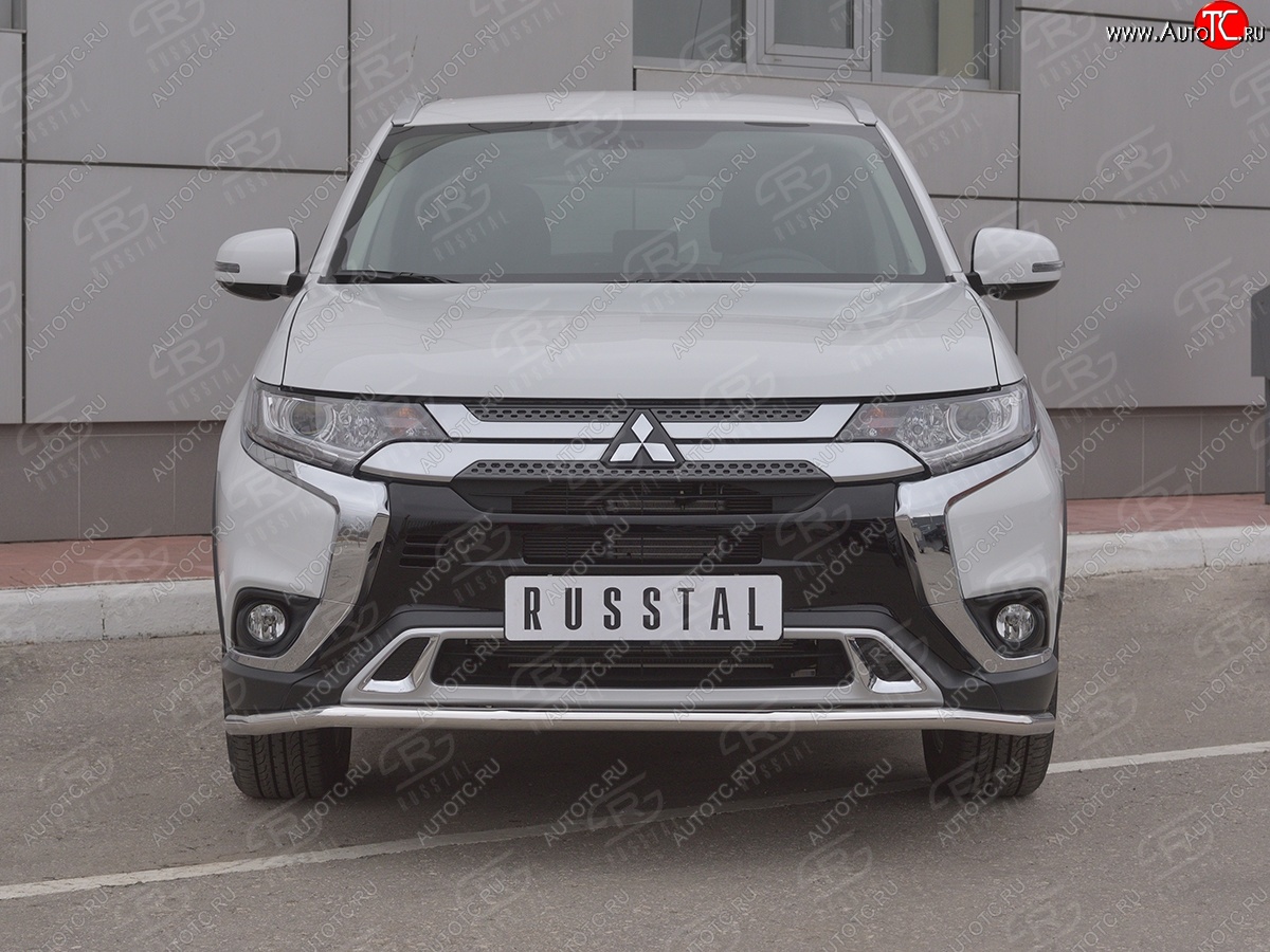 16 349 р. Защита переднего бампера (Ø42 мм, нержавейка) SLITKOFF Mitsubishi Outlander GF 3-ий рестайлинг (2018-2022)  с доставкой в г. Горно‑Алтайск