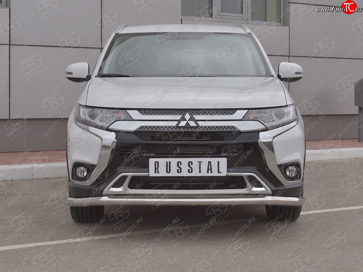 16 799 р. Защита переднего бампера (Ø 63 мм, нержавейка) SLITKOFF Mitsubishi Outlander GF 3-ий рестайлинг (2018-2022)  с доставкой в г. Горно‑Алтайск