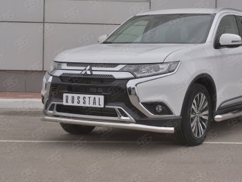 16 799 р. Защита переднего бампера (Ø 63 мм, нержавейка) SLITKOFF Mitsubishi Outlander GF 3-ий рестайлинг (2018-2022)  с доставкой в г. Горно‑Алтайск. Увеличить фотографию 2