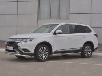 16 799 р. Защита переднего бампера (Ø 63 мм, нержавейка) SLITKOFF Mitsubishi Outlander GF 3-ий рестайлинг (2018-2022)  с доставкой в г. Горно‑Алтайск. Увеличить фотографию 3