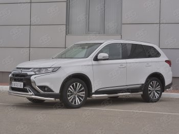 17 549 р. Защита переднего бампера (2 трубы Ø63 и 42 мм, нержавейка) SLITKOFF  Mitsubishi Outlander  GF (2018-2022) 3-ий рестайлинг  с доставкой в г. Горно‑Алтайск. Увеличить фотографию 2