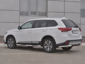 13 899 р. Защита заднего бампера (Ø63 мм уголки, нержавейка) SLITKOFF  Mitsubishi Outlander  GF (2018-2022) 3-ий рестайлинг  с доставкой в г. Горно‑Алтайск. Увеличить фотографию 2