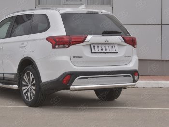 16 799 р. Защита заднего бампера (Ø63 мм, нержавейка) SLITKOFF Mitsubishi Outlander GF 3-ий рестайлинг (2018-2022)  с доставкой в г. Горно‑Алтайск. Увеличить фотографию 2