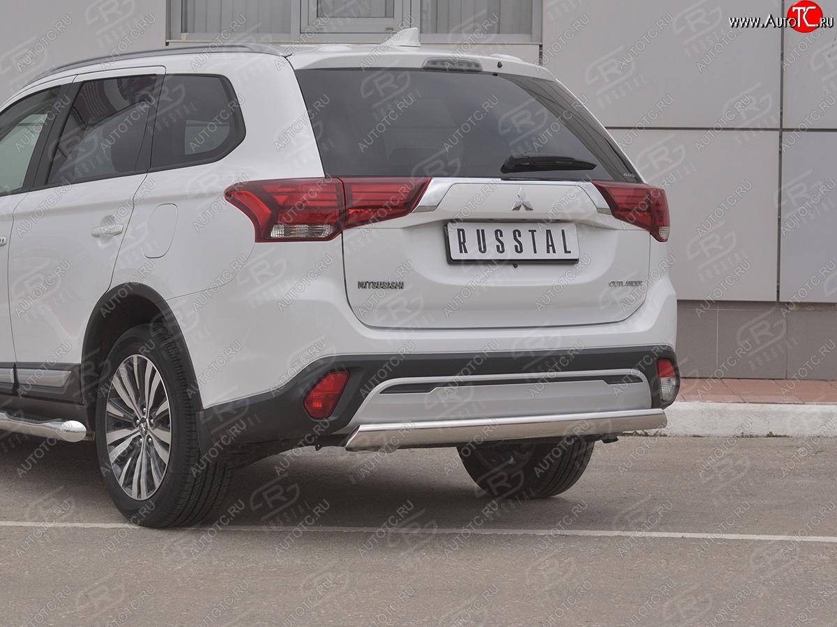 15 999 р. Защита заднего бампера (Ø75x42 мм, нержавейка) Russtal Mitsubishi Outlander GF 3-ий рестайлинг (2018-2022)  с доставкой в г. Горно‑Алтайск