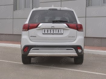 15 999 р. Защита заднего бампера (Ø75x42 мм, нержавейка) Russtal Mitsubishi Outlander GF 3-ий рестайлинг (2018-2022)  с доставкой в г. Горно‑Алтайск. Увеличить фотографию 2