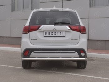 18 649 р. Защита заднего бампера (Ø63 мм, нержавейка) RUSSTAL Mitsubishi Outlander GF 3-ий рестайлинг (2018-2022)  с доставкой в г. Горно‑Алтайск. Увеличить фотографию 2