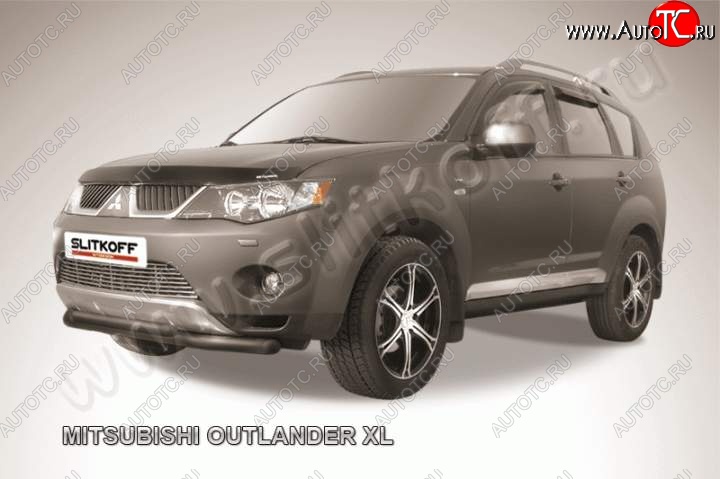 10 499 р. Защита переднего бампер Slitkoff Mitsubishi Outlander XL (CW)  дорестайлинг (2005-2009) (Цвет: серебристый)  с доставкой в г. Горно‑Алтайск