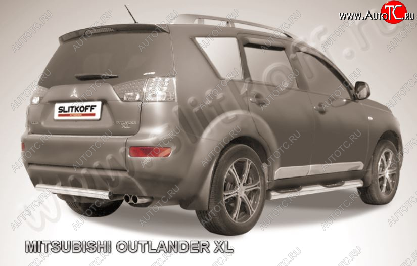 9 999 р. Защита заднего бампера из короткой трубы диаметром 57 мм Slitkoff  Mitsubishi Outlander  XL (2005-2009) (CW)  дорестайлинг (Нержавейка, Полированная)  с доставкой в г. Горно‑Алтайск