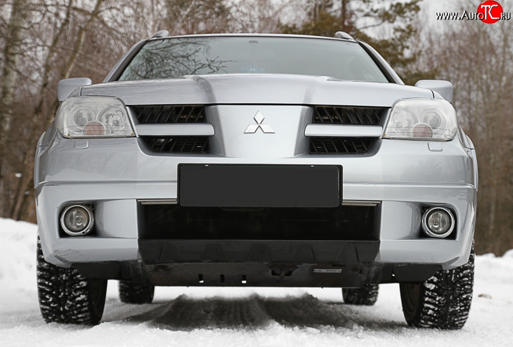 3 299 р. Накладка на передний бампер RA Mitsubishi Outlander CU (2003-2009) (Поверхность глянец (под покраску), Неокрашенная)  с доставкой в г. Горно‑Алтайск