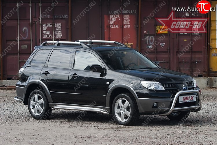 10 079 р. Защита переднего бампера Souz-96 (d60) Mitsubishi Outlander CU (2003-2009)  с доставкой в г. Горно‑Алтайск