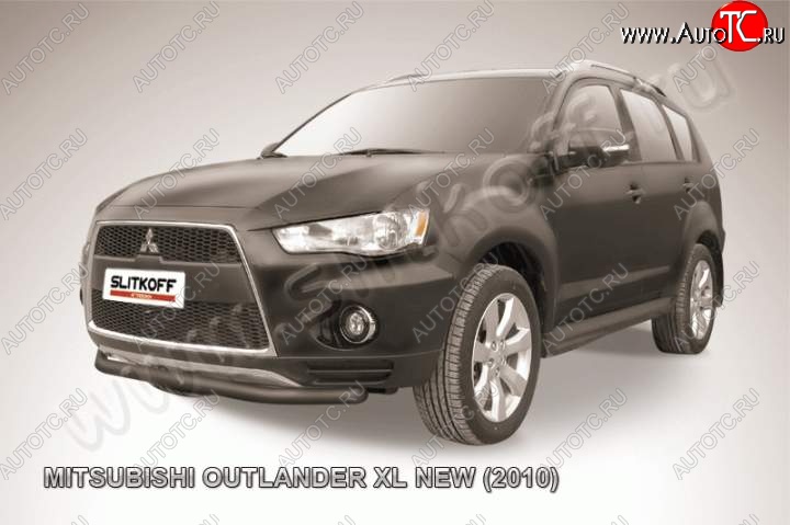 7 599 р. Защита переднего бампер Slitkoff  Mitsubishi Outlander  XL (2010-2013) (CW)  рестайлинг (Цвет: серебристый)  с доставкой в г. Горно‑Алтайск