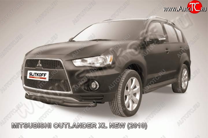 9 449 р. Защита переднего бампер Slitkoff Mitsubishi Outlander XL (CW)  рестайлинг (2010-2013) (Цвет: серебристый)  с доставкой в г. Горно‑Алтайск