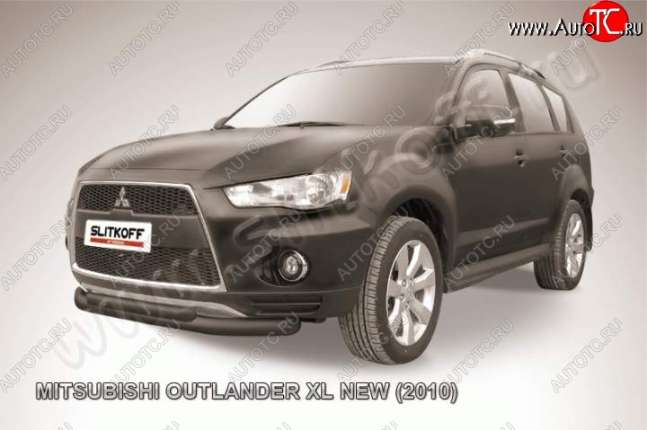 11 299 р. Защита переднего бампер Slitkoff Mitsubishi Outlander XL (CW)  рестайлинг (2010-2013) (Цвет: серебристый)  с доставкой в г. Горно‑Алтайск