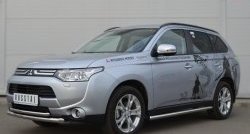 16 999 р. Защита переднего бампера (2 трубыØ63 и 42 мм, нержавейка) SLITKOFF  Mitsubishi Outlander  GF (2012-2014) дорестайлинг  с доставкой в г. Горно‑Алтайск. Увеличить фотографию 4