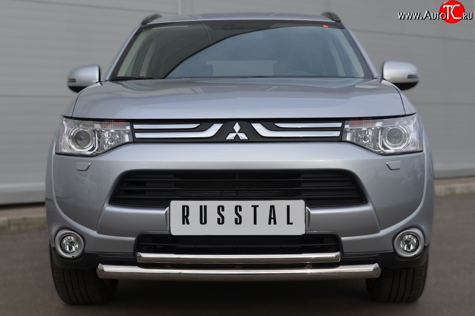 16 999 р. Защита переднего бампера (2 трубыØ63 и 42 мм, нержавейка) SLITKOFF  Mitsubishi Outlander  GF (2012-2014) дорестайлинг  с доставкой в г. Горно‑Алтайск