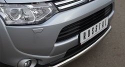 13 999 р. Одинарная защита переднего бампера диаметром 63 мм SLITKOFF  Mitsubishi Outlander  GF (2012-2014) дорестайлинг  с доставкой в г. Горно‑Алтайск. Увеличить фотографию 2