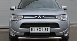 Одинарная защита переднего бампера диаметром 63 мм SLITKOFF Mitsubishi (Митсубиси) Outlander (Аутлэндэр)  GF (2012-2014) GF дорестайлинг