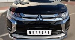 14 549 р. Одинарная защита переднего бампера диаметром 63 мм SLITKOFF  Mitsubishi Outlander  GF (2015-2018) 2-ой рестайлинг  с доставкой в г. Горно‑Алтайск. Увеличить фотографию 2