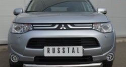 14 999 р. Одинарная защита переднего бампера диаметром 76 мм SLITKOFF  Mitsubishi Outlander  GF (2012-2014) дорестайлинг  с доставкой в г. Горно‑Алтайск. Увеличить фотографию 3