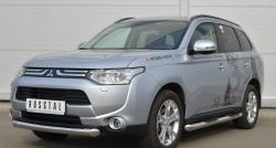 14 999 р. Одинарная защита переднего бампера диаметром 76 мм SLITKOFF  Mitsubishi Outlander  GF (2012-2014) дорестайлинг  с доставкой в г. Горно‑Алтайск. Увеличить фотографию 4