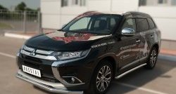 15 299 р. Защита порогов из круглой трубы диаметром 63 мм (рестайлинг) Russtal Mitsubishi Outlander GF 2-ой рестайлинг (2015-2018) (Защита порогов с со скосами на торцах (вариант 1))  с доставкой в г. Горно‑Алтайск. Увеличить фотографию 4