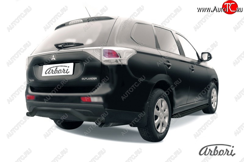 6 209 р. Защита заднего бампера Arbori (волна, черная, 1 труба d57 mm). Mitsubishi Outlander GF дорестайлинг (2012-2014)  с доставкой в г. Горно‑Алтайск