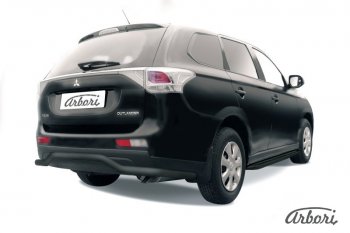 6 929 р. Защита заднего бампера Arbori (длинная, черная, 1 труба d57 mm). Mitsubishi Outlander GF дорестайлинг (2012-2014)  с доставкой в г. Горно‑Алтайск. Увеличить фотографию 1