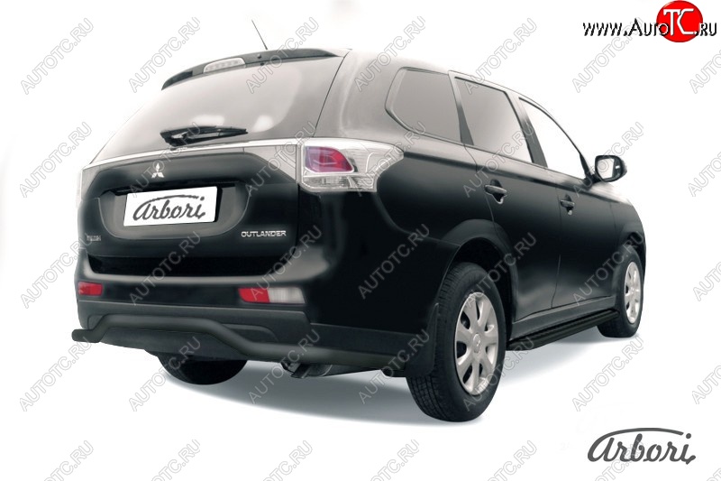 6 929 р. Защита заднего бампера Arbori (длинная, черная, 1 труба d57 mm). Mitsubishi Outlander GF дорестайлинг (2012-2014)  с доставкой в г. Горно‑Алтайск