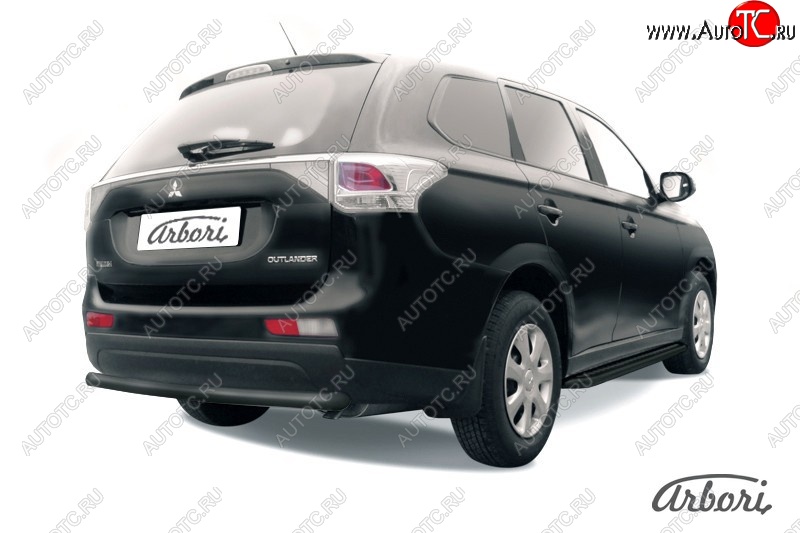 5 399 р. Защита заднего бампера Arbori (уголки, черная, 1 труба d57 mm). Mitsubishi Outlander GF дорестайлинг (2012-2014)  с доставкой в г. Горно‑Алтайск