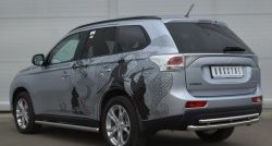 13 949 р. Защита заднего бампера (Ø63 и 42 мм, нержавейка) SLITKOFF Mitsubishi Outlander GF дорестайлинг (2012-2014)  с доставкой в г. Горно‑Алтайск. Увеличить фотографию 4