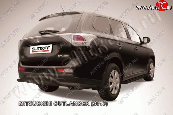 10 399 р. Защита задняя Slitkoff Mitsubishi Outlander GF дорестайлинг (2012-2014) (Цвет: серебристый)  с доставкой в г. Горно‑Алтайск