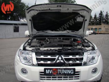 4 099 р. Упор капота MV-Tuning (двойной) Mitsubishi Pajero 4 V80 3 дв. 1-ый рестайлинг (2011-2014)  с доставкой в г. Горно‑Алтайск. Увеличить фотографию 3