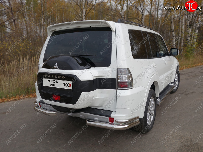 26 499 р. Защита заднего бампера (уголки двойные) ТСС 76,1/42,4 мм  Mitsubishi Pajero  4 V90 (2014-2020) 2-ой рестайлинг  с доставкой в г. Горно‑Алтайск