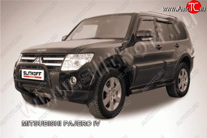 18 999 р. Кенгурятник d57 низкий Mitsubishi Pajero 4 V80 дорестайлинг (2006-2011) (Цвет: серебристый)  с доставкой в г. Горно‑Алтайск