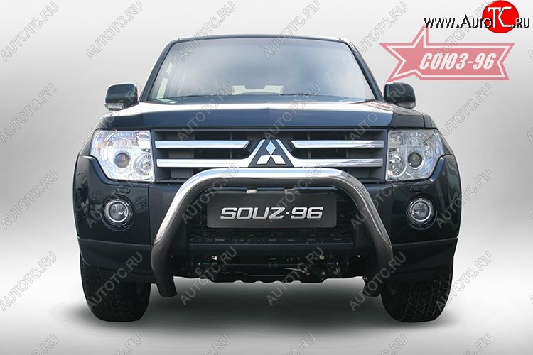 12 959 р. Защита порогов Souz-96 (d76) низкая Mitsubishi Pajero 4 V80 дорестайлинг (2006-2011)  с доставкой в г. Горно‑Алтайск