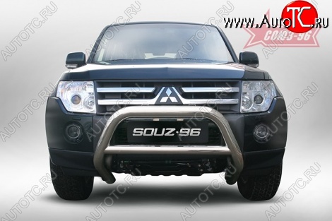 13 319 р. Защита переднего бампера Souz-96 (d76) Mitsubishi Pajero 4 V80 дорестайлинг (2006-2011)  с доставкой в г. Горно‑Алтайск
