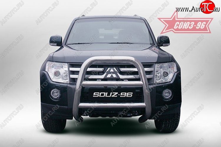 15 749 р. Защита переднего бампера Souz-96 (d76) Mitsubishi Pajero 4 V80 дорестайлинг (2006-2011)  с доставкой в г. Горно‑Алтайск