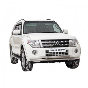 Защита переднего бампера (двойная, d63.5 mm) ТехноСфера (Техно Сфера) Mitsubishi Pajero 4 V80 дорестайлинг (2006-2011)  (Дорестайлинг)