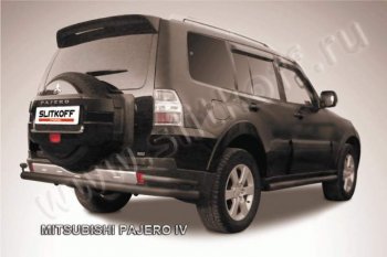 11 299 р. Защита задняя Slitkoff (d76/42)  Mitsubishi Pajero  4 V90 (2006-2020) дорестайлинг, 1-ый рестайлинг, 2-ой рестайлинг (Цвет: серебристый)  с доставкой в г. Горно‑Алтайск. Увеличить фотографию 1