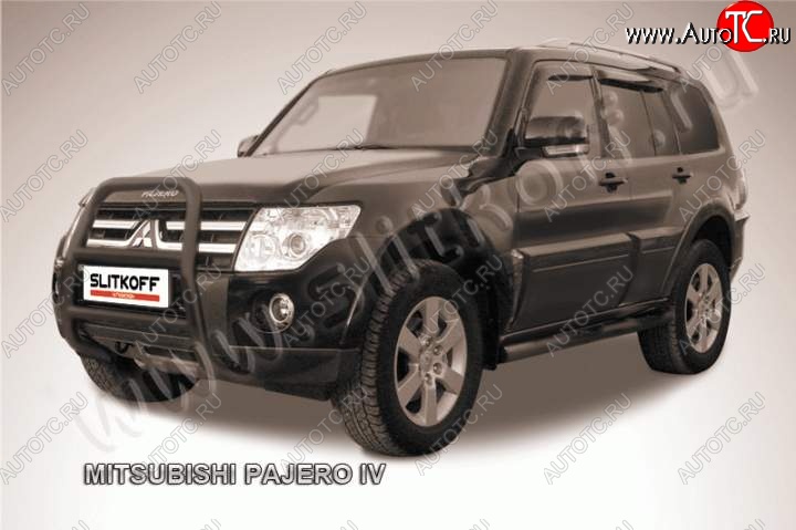 20 449 р. Кенгурятник d57 высокий Mitsubishi Pajero 4 V80 дорестайлинг (2006-2011) (Цвет: серебристый)  с доставкой в г. Горно‑Алтайск