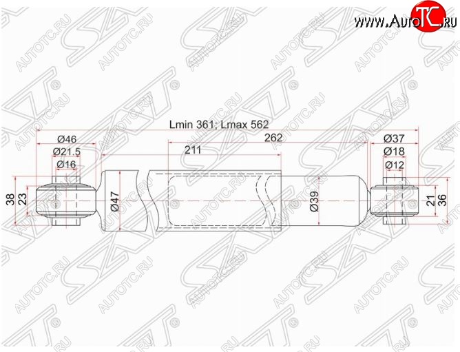 2 199 р. Амортизатор задний SAT Mitsubishi Pajero iO (1998-2007)  с доставкой в г. Горно‑Алтайск