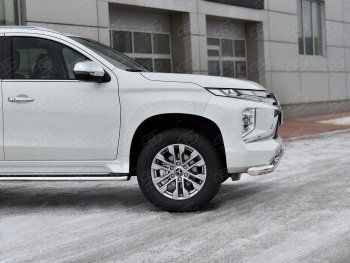 23 999 р. Защита переднего бампера (2 трубы Ø76 и 42 мм, нержавейка) SLITKOFF Mitsubishi Pajero Sport QF рестайлинг (2019-2022)  с доставкой в г. Горно‑Алтайск. Увеличить фотографию 4