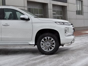 27 999 р. Защита переднего бампера SLITKOFF (Ø63 мм с уголками, нержавейка) Mitsubishi Pajero Sport QF рестайлинг (2019-2022)  с доставкой в г. Горно‑Алтайск. Увеличить фотографию 4