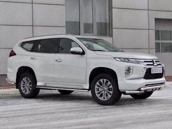 27 999 р. Защита переднего бампера SLITKOFF (Ø63 мм с уголками, нержавейка) Mitsubishi Pajero Sport QF рестайлинг (2019-2022)  с доставкой в г. Горно‑Алтайск. Увеличить фотографию 3