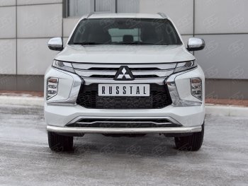 17 499 р. Защита переднего бампера SLITKOFF (Ø63 мм, нержавейка) Mitsubishi Pajero Sport QF рестайлинг (2019-2022)  с доставкой в г. Горно‑Алтайск. Увеличить фотографию 3