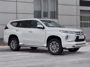 22 699 р. Защита переднего бампера (2 трубы Ø63 и 42 мм, нержавейка) SLITKOFF  Mitsubishi Pajero Sport  QF (2019-2022) рестайлинг  с доставкой в г. Горно‑Алтайск. Увеличить фотографию 3