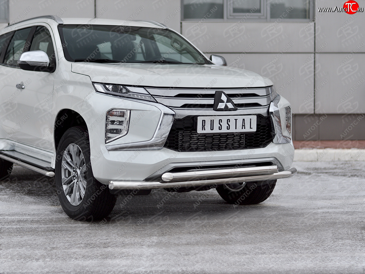 22 699 р. Защита переднего бампера (2 трубы Ø63 и 42 мм, нержавейка) SLITKOFF  Mitsubishi Pajero Sport  QF (2019-2022) рестайлинг  с доставкой в г. Горно‑Алтайск