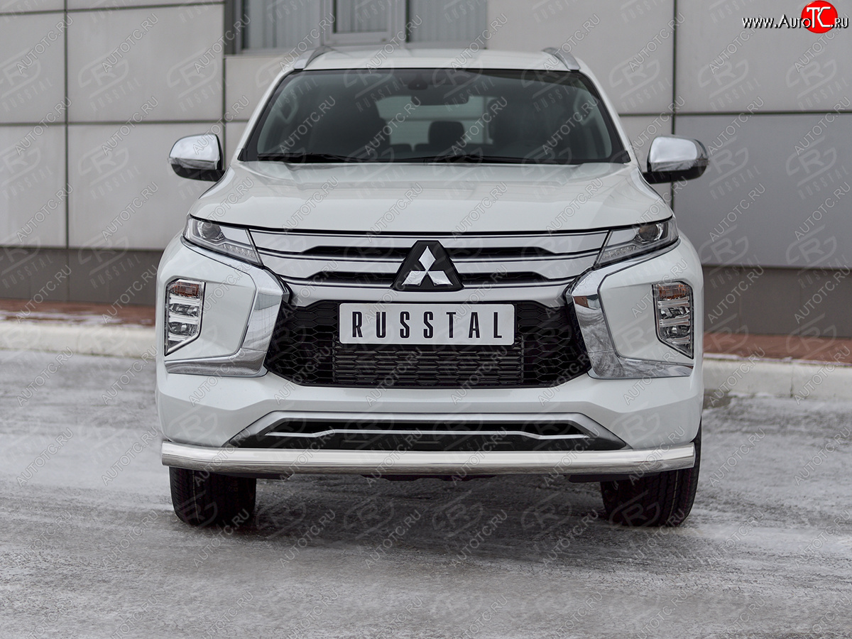 18 999 р. Защита переднего бампера (Ø76 мм, нержавейка) SLITKOFF Mitsubishi Pajero Sport QF рестайлинг (2019-2022)  с доставкой в г. Горно‑Алтайск